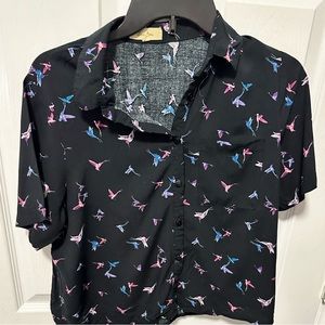 Cropped Button Down Top